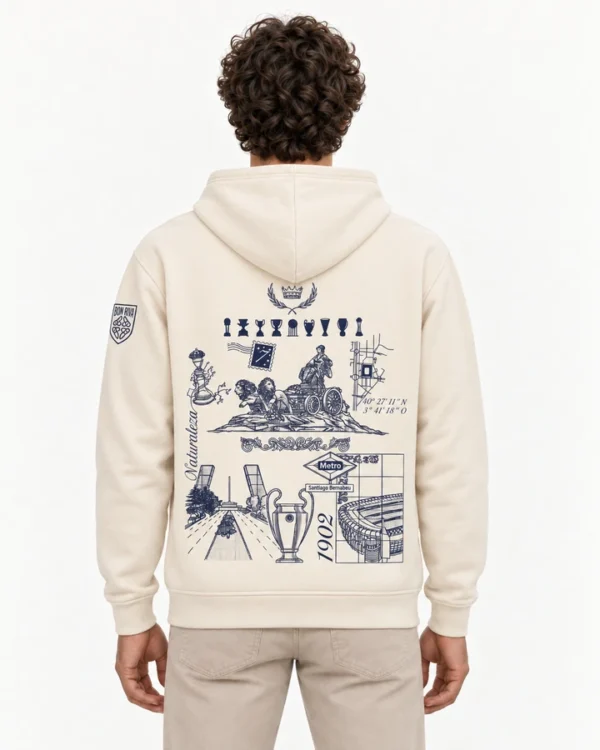Sudadera Capucha Madrid Espalda en modelo
